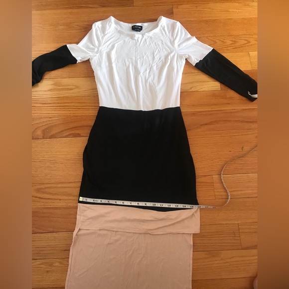 Bebe three colored long sleeve high low dress in sz M. Great condition. - Picture 6 of 15